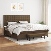 Boxspring met matras stof donkerbruin 200x200 cm