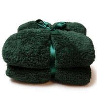 Unique Living - Plaid/deken Teddy - donker groen - polyester - 150 x 200 cm - Plaids - thumbnail