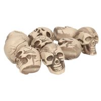 Horror/Halloween doodskoppen/schedels - 9x - wit/zwart - kunststof - 5 cm Horror/Halloween doodskoppen/schedels - 9x - wit/zwart - kunststof - 5 cm