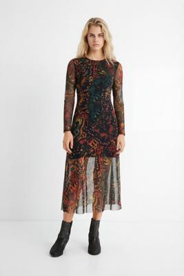 Slim fit midi-jurk met vlinders - GREEN - XS