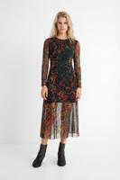 Slim fit midi-jurk met vlinders - GREEN - XS