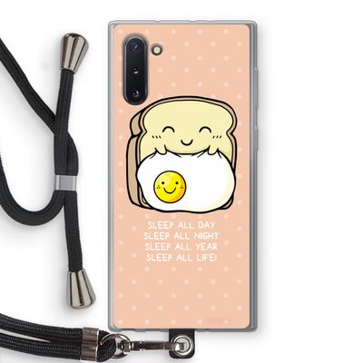 Sleep All Day: Samsung Galaxy Note 10 Transparant Hoesje met koord