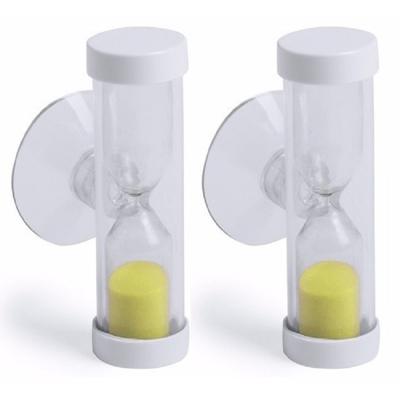 Zandloper - 2x - douche - badkamer timer - zuignap - 2 minuten - geel