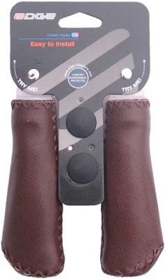 Edge De leather grip - ergonomisch lederen handvatset - 135mm - donkerbruin