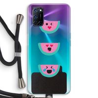 Smiley watermeloen: Oppo A72 Transparant Hoesje met koord