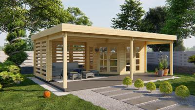 Blokhut - Tuinhuis Oletha | 40 mm | vuren honinggeel geïmpregneerd