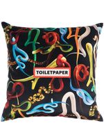 Seletti coussin à imprimé peau de serpent - Noir