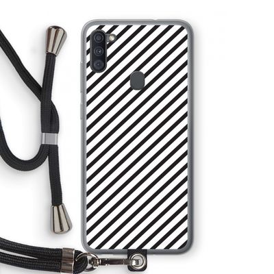 Strepen zwart-wit: Samsung Galaxy A11 Transparant Hoesje met koord
