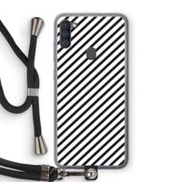 Strepen zwart-wit: Samsung Galaxy A11 Transparant Hoesje met koord