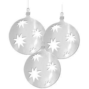 3x Kerstbal hangdecoratie zilver 30 cm van karton - Hangdecoratie