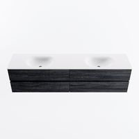 MONDIAZ VICA 200cm badmeubel onderkast Antracite 4 lades. Wastafel MOON dubbel 2 kraangaten, kleur Talc.