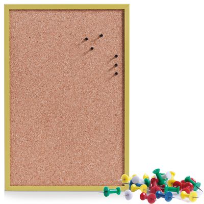 Prikbord incl. 25x punaises gekleurd - 40 x 60 cm - groen - kurk