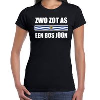 Zwo zot as een bos juun met vlag Zeeland t-shirts Zeeuws dialect zwart voor dames