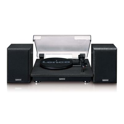 LENCO LS-100BK - Platenspeler met Bluetooth® ontvangst en twee externe speakers - Zwart