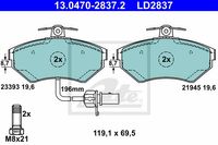 Remmenset, remschijf ATE, Remschijftype: Geventileerd: , Inbouwplaats: Vooras, u.a. für Audi, VW, Seat - thumbnail