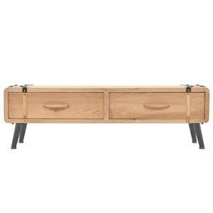 The Living Store Retro TV-meubel - Vurenhout - 120 x 33 x 35 cm - 2 lades - Eenvoudig te monteren