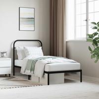 Bedframe met hoofdbord metaal zwart 90x190 cm
