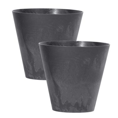 Set van 3x stuks kunststof bloempotten/plantenpotten betonlook 40 cm antraciet grijs