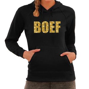 Hooded sweater zwart met gouden BOEF bedrukking voor dames 2XL  -