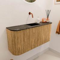 Toiletmeubel Mondiaz Joya Dlux | 93.2 cm | Meubelkleur Oak | Faye wastafel Lava Wasbak Midden | Zonder kraangat(en)
