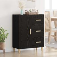 Dressoir met lade Zwart eiken 34 x 69,5 x 90 cm Bewerkt hout
