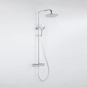 Fortifura Calvi Regendoucheset - thermostatisch - 25cm hoofddouche - gladde slang - ronde handdouche - chroom SW1159497 SW496814 SW706209