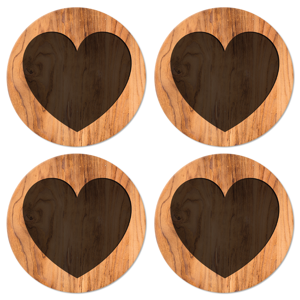 Onderzetters met texturen Hart met houten structuur