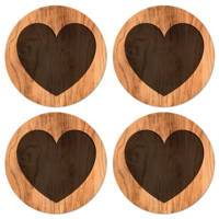 Onderzetters met texturen Hart met houten structuur