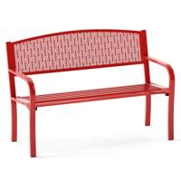 128CM Metalen Patiobank Stevige Bank voor 2-3 Personen met Gebogen Armleuningen en Klassieke Rugleuning Zitplaats in Parkstijl