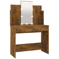 The Living Store Kaptafel Gerookt Eiken - 96x40x142 cm - LED-verlichting - Praktische opbergruimte