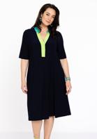 Yoek Jurk A-lijn Colorblock | Blauw | Maat 50/52 Yoek Jurk A-lijn Colorblock | Blauw | Maat 50/52