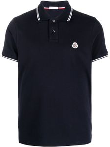 Moncler polo à patch logo - Bleu