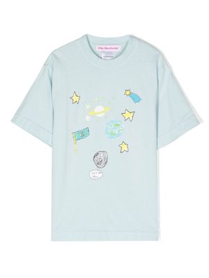 Kids Worldwide t-shirt à imprimé nebuleux - Bleu