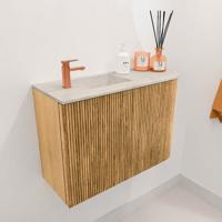 Toiletmeubel Mondiaz Joya Dlux | 61.6 cm | Meubelkleur Oak | Faye wastafel Ostra Wasbak Links | 1 kraangat