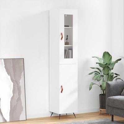 Hoge kast 34,5x34x180 cm bewerkt hout wit
