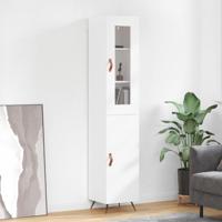 Hoge kast 34,5x34x180 cm bewerkt hout wit
