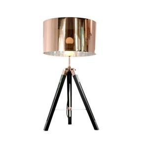 Artdelight Tripod tafellamp Jewel 67cm zwart met roodkoper TL JEWEL ZW