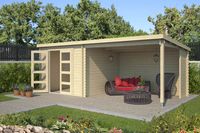 Outdoor Life Manuel Blokhut 620x295 cm 28 mm vuren blank- Lessenaarsdak- Onbehandeld vurenhout- Outdoor Life