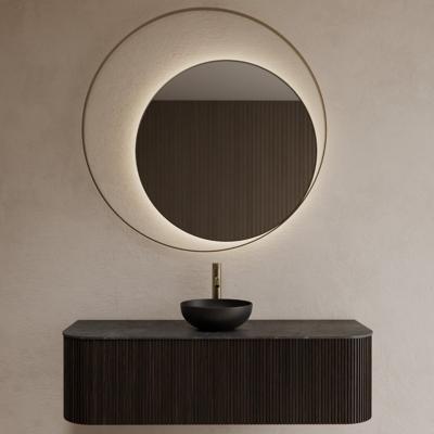 Badkamerspiegel Gliss Design Kosmos | 120 cm | Indirecte LED verlichting | Sensor bediening | Met spiegelverwarming | Mat goud