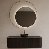 Badkamerspiegel Gliss Design Kosmos | 120 cm | Indirecte LED verlichting | Sensor bediening | Met spiegelverwarming | Mat goud