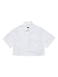 MM6 Maison Margiela Kids chemise rayée à logo imprimé - Blanc