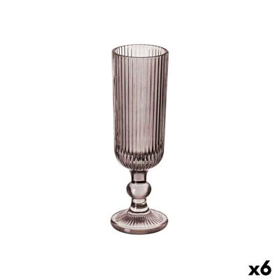 Champagneglas Vivalto Grijs Roze Glas 160 ml Strepen (6 Stuks)