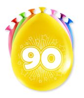 Party Ballonnen Hoera 90 Jaar - 8 Stuks - thumbnail