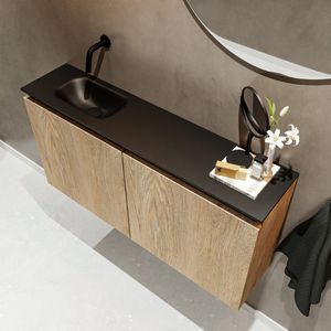 Mondiaz Ture 100cm toiletmeubel washed oak met wastafel urban links geen kraangat