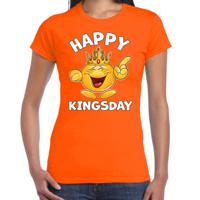 Koningsdag T-shirt voor dames - happy kingsday - oranje - feestkleding