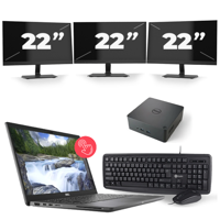 Dell Latitude 7310 - Intel Core i7-10e Generatie - 13 inch - 16GB RAM - 256GB SSD - Windows 11 Home + 3x 22 inch Monitor