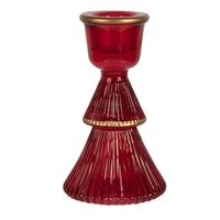 Clayre & Eef Kandelaar Ø 6x10 cm Rood Glas Rood