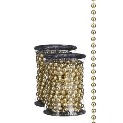 House of Seasons kralenslingers - 2x stuks - kerstboom slingers - guirlandes - goud - 500 cm