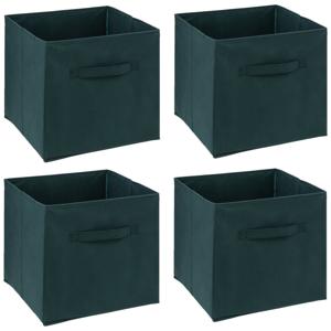 Opbergmand/kastmandje - 6x - Smaragd groen - 31 x 31 x 31 cm - 29 liter - Vakkenkast manden - Stof