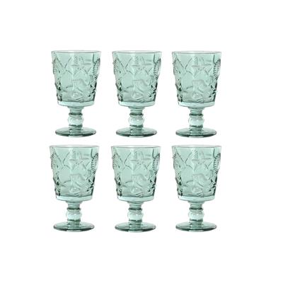 Set van bekers Home ESPRIT Turkoois Kristal 345 ml (6 Stuks)